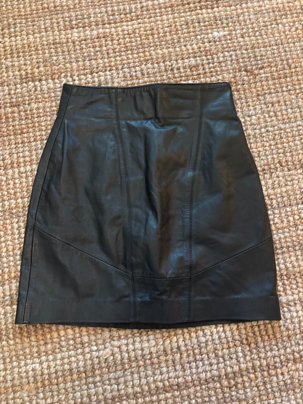 Vintage '80's Black Leather Wilson Pencil Skirt, Size 8